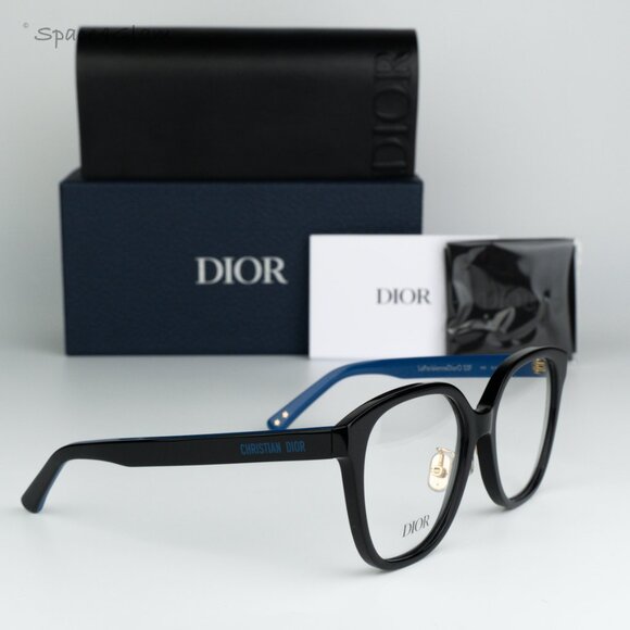 BRAND NEW Dior LAPARISIENNEDIORO S3F 1000 Black Blue Demo Women Round Eyeglasses - Picture 1 of 8